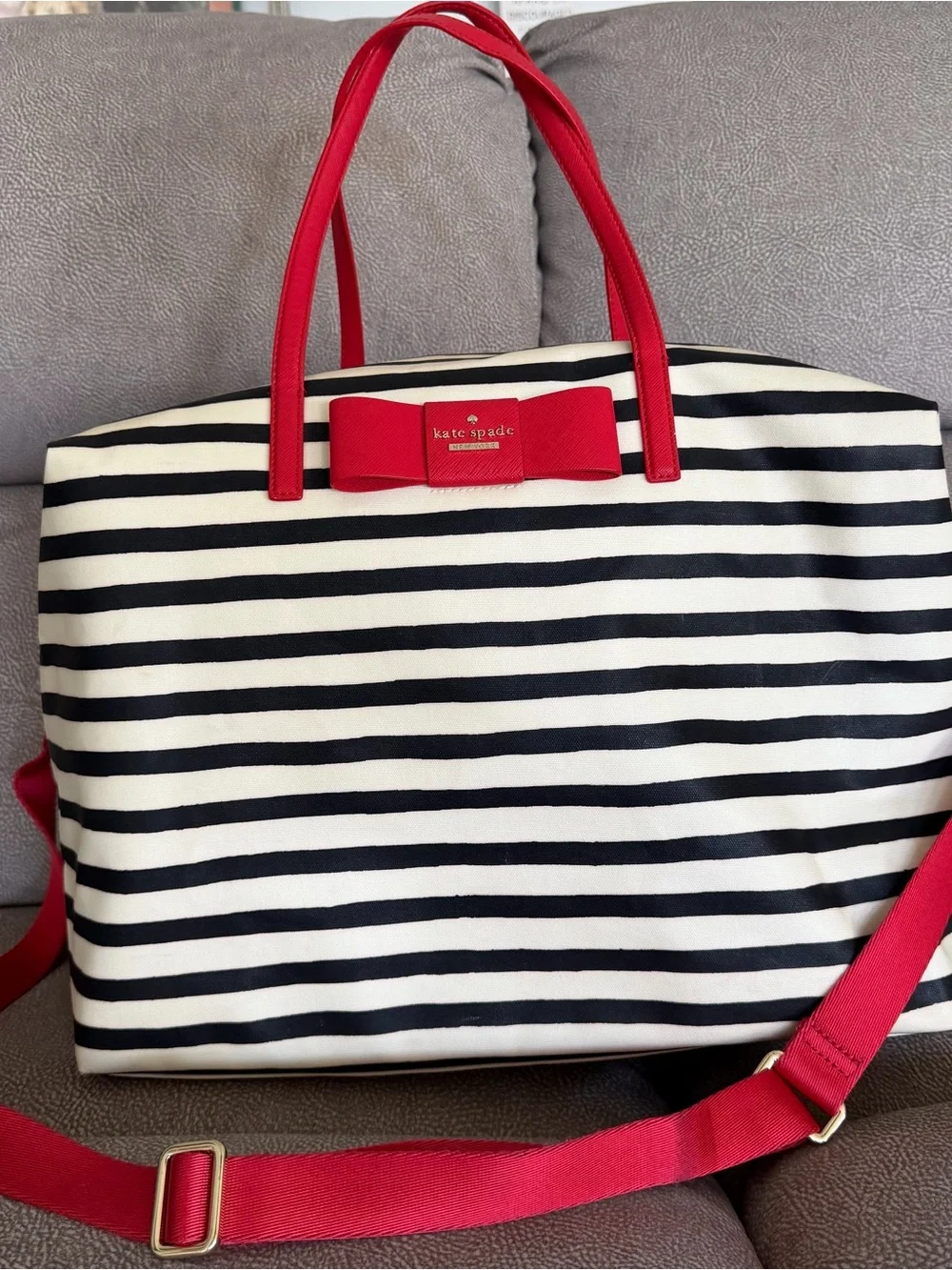 Kate Spade New York  Duffle Bag Striped Large Weekender Travel Tote